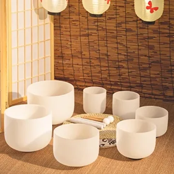 KVKA 7-12 inch 432hz Crystal Singing Bowls Set for Sound Healing