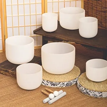 KVKA 7-12 inch 432hz Crystal Singing Bowls Set for Sound Healing