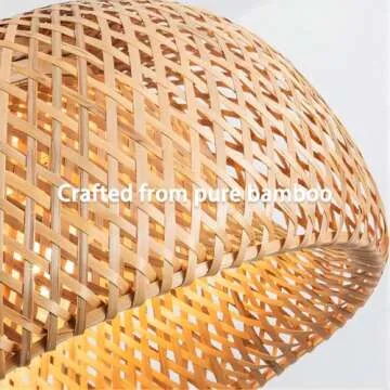 LightInTheBox Woven Bamboo Pendant Light Farmhouse Boho Chandelier Rattan Hanging Light Fixture Dome...
