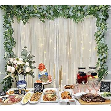 COCOBOO 4 Pack 6.5 Feet Artificial Eucalyptus Garland with Willow Leaves, Fake Greenery Garland with Silver Dollar for Mantle Wedding Table Runner Decoration Indoor Outdoor Decor