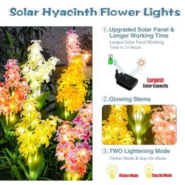 TONULAX Solar Garden Lights, Solar Hyacinth Flower Lights, Solar Lights for Outside, Solar Garden Pa...