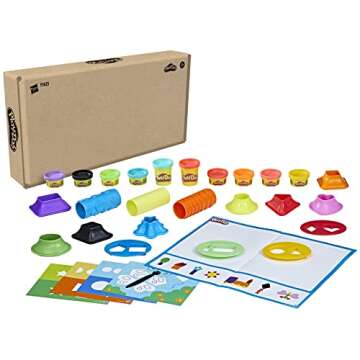 Play-Doh Shapes and Colors Set, 5 Activity Playmats, 15 Tools & 10 Cans of Assort. Colors, Back to S...