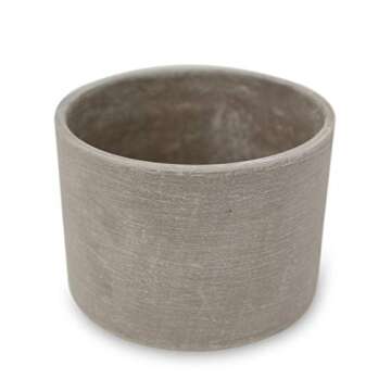 Elly Décor Set of 2, 5 and 4 inch Round Cylinder Ceramic Planters for Plants with Drainage Hole Clay and Terracotta Small 5&4" Ceramic Pot, Gray