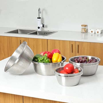 Premium 304 Stainless Steel Colander and Mixing Bowl Set