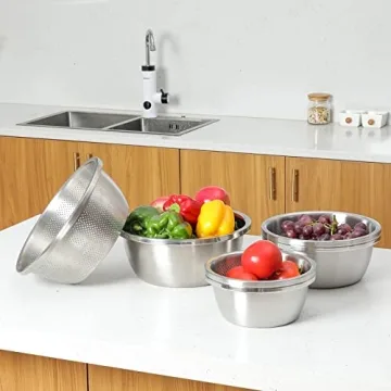 Premium 304 Stainless Steel Colander and Mixing Bowl Set