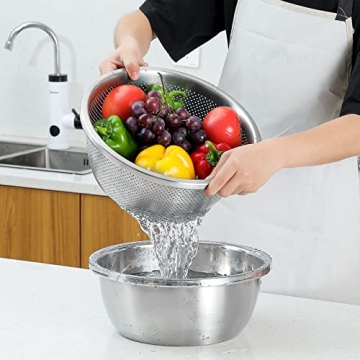 Premium 304 Stainless Steel Colander and Mixing Bowl Set