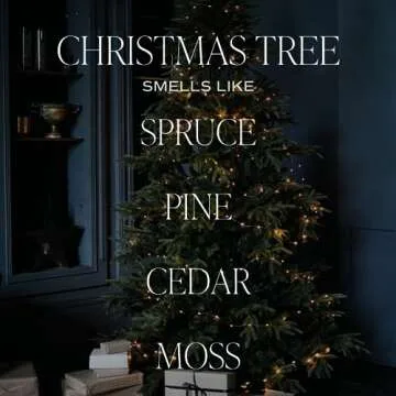 Sweet Water Decor Christmas Tree Candle - Spruce, Pine Needles and Evergreen Candles Scented Soy Candles for Home - Christmas Candle Gold Foil Pattern 9oz Clear Jar, 40 Hour Burn Time, Made in the USA