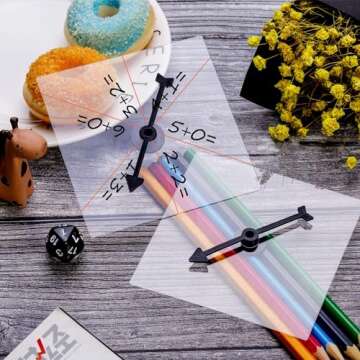 Gejoy 10 Pack Transparent Spinners for Classroom Clear Spinners Dry Erase Math Game with Rotating Arrow
