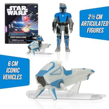 STAR WARS Micro Galaxy Squadron Scout Class Blind Box, 3-Pack - Series 5 - Receive 3 of 8 Assorted Collectible 2.5" Vehicles & 1" Figure - Easter Basket Stuffer Gift for Kids, Teens, Adults - 8+