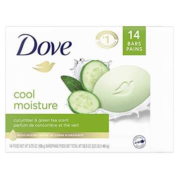 Dove Skin Care Beauty Bar For Softer Skin Cucumber and Green Tea More Moisturizing Than Bar Soap 3.7...