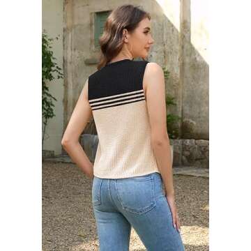 Disamer Women's Crochet Knit Sleeveless Vest with Pockets