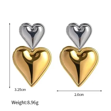 Heart Drop Earrings for Women - Elegant Dangle Jewelry