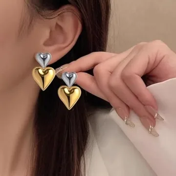 Heart Drop Earrings for Women - Elegant Dangle Jewelry