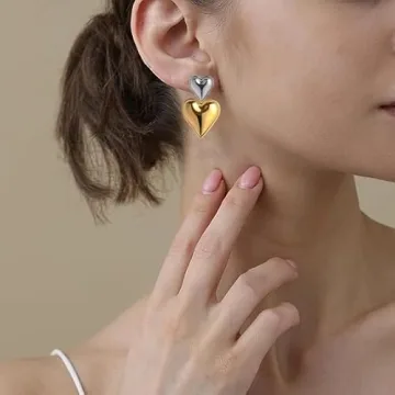 Heart Drop Earrings for Women - Elegant Dangle Jewelry