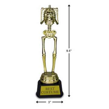 amscan Ultimate Gold Best Costume Skeleton Plastic Trophy - 9.5"x3", 1 Count - Durable & Unique Desi...
