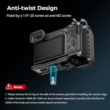 SmallRig Cage with Silicone Handgrip & Cold Shoe for Sony a6100, a6300, a6400-3164