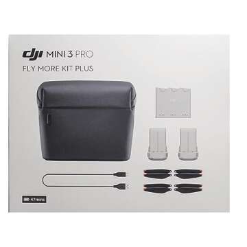 DJI Mini 3 Pro Fly More Kit Plus, Includes Two Intelligent Flight Batteries Plus, a Two-Way Charging Hub, Remote Control, Data Cable, Shoulder Bag, Spare propellers, and Screws, Black