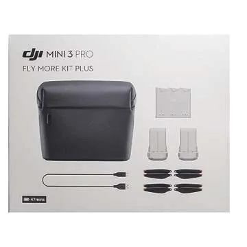 DJI Mini 3 Pro Fly More Kit Plus, Includes Two Intelligent Flight Batteries Plus, a Two-Way Charging Hub, Remote Control, Data Cable, Shoulder Bag, Spare propellers, and Screws, Black