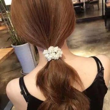 8 PCS Pearl Hair Ties White Elastic Scrunchie Stretch Ponytail Holders Beaded Hair Bands Elegant Stylish Bead Hair Rope Anti-slip Hair Accessories for Women and Girls