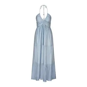 Elegant Womens Chiffon Halter Neck Dress for Summer