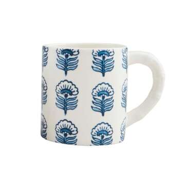 Mud Pie 15 oz Block Print Mug, Blue
