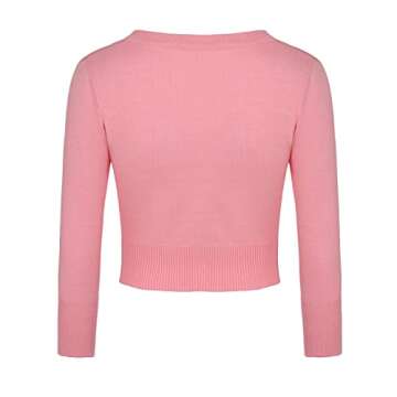 MINTLIMIT Women's 3/4 Sleeve Cropped Bolero Button Down Cardigan Sweater (Pink,Size S)