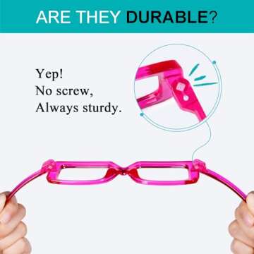 LUR Huge Metalless Screwless Spring Hinges Readers for Women 6 Pack Ladies Oversized Reading Glasses...