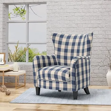 Stylish Christopher Knight Home Armchair in Blue Checkerboard