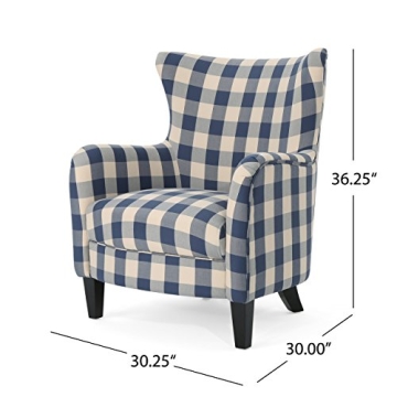 Stylish Christopher Knight Home Armchair in Blue Checkerboard