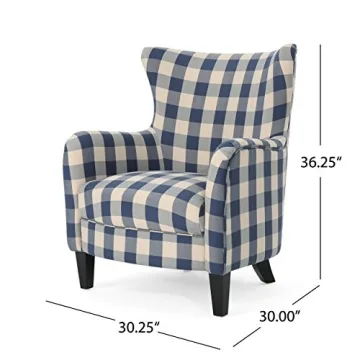 Stylish Christopher Knight Home Armchair in Blue Checkerboard