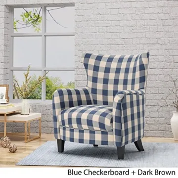 Stylish Christopher Knight Home Armchair in Blue Checkerboard