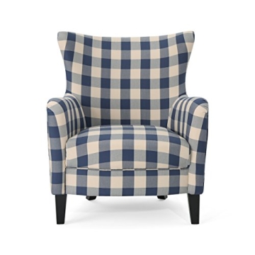 Stylish Christopher Knight Home Armchair in Blue Checkerboard