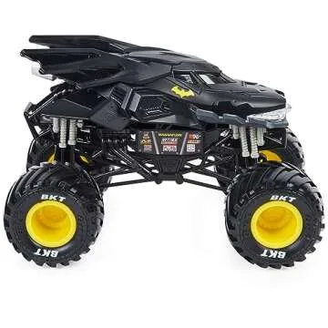Monster Jam Official Batman Monster Truck - Retro Batmobile Collector 1:24 Scale Die-Cast Vehicle - Chrome Rims and BKT Tread Tires for Use in All Playsets - Collectible for Fans & Birthday Parties