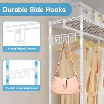 VIPEK L4 Garment Rack L Shaped Clothes Rack for Corner, Freestanding Portable Wardrobe Closet Heavy Duty Clothing Rack with 3 Hanging Rods & 2 Side Hooks, 43.3"Lx29.1"Wx76.4"H, Max Load 810LBS, White