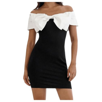 Floerns Women's Off Shoulder Short Sleeve Mini Dress - Chic Bodycon Style