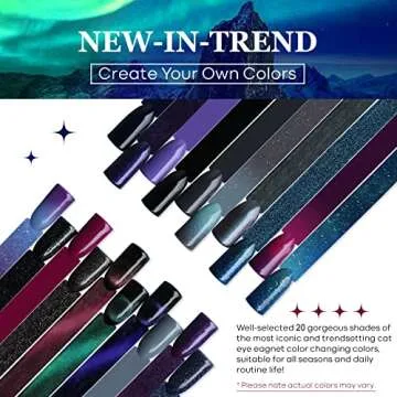 Modelones 25Pcs Gel Nail Polish Kit, Cat Eye Set Glitter Color Changing with Bond Primer Glossy & Matte Top Coat Base Magnet Stick Manicure DIY Salon Art Gift