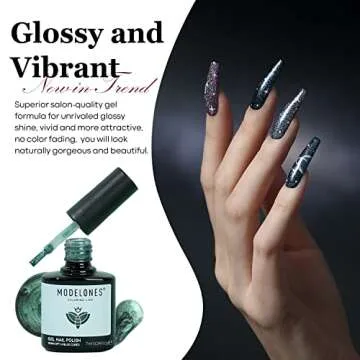 Modelones 25Pcs Gel Nail Polish Kit, Cat Eye Set Glitter Color Changing with Bond Primer Glossy & Matte Top Coat Base Magnet Stick Manicure DIY Salon Art Gift