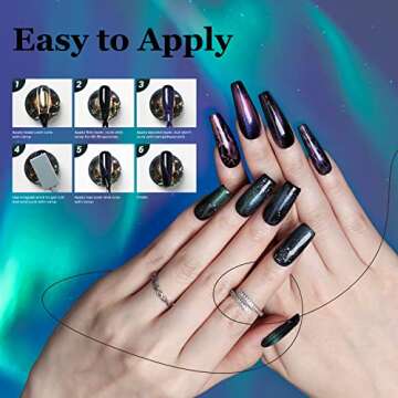 Modelones 25Pcs Gel Nail Polish Kit, Cat Eye Set Glitter Color Changing with Bond Primer Glossy & Matte Top Coat Base Magnet Stick Manicure DIY Salon Art Gift