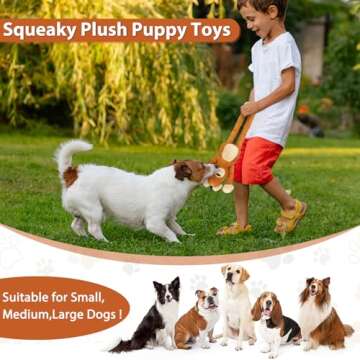 Large Squeaky Dog Toys, Tough Tug-Pull Interactive Puppy Toys, Plush Dog Chew Toys for Small, Medium and Large Dogs