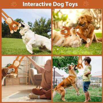 Large Squeaky Dog Toys, Tough Tug-Pull Interactive Puppy Toys, Plush Dog Chew Toys for Small, Medium and Large Dogs
