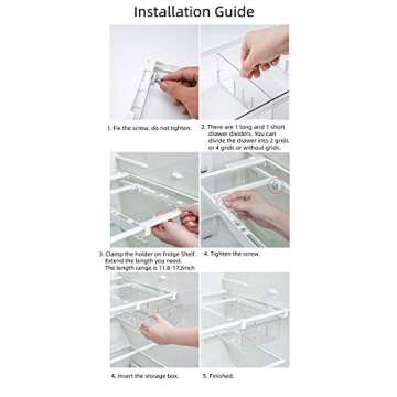 YekouMax Fridge Drawer Organizer, Refrigerator Organizer Bins, Pull Out with Handle, Fridge Shelf Holder Storage Box, Clear Container for Food,Drinks,Fit for Fridge Shelf Under 0.6" (2 Pack Medium)