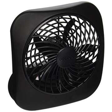 O2COOL Treva 5 Inch Battery Powered Fan Portable Desk Fan 2 Cooling Speeds with Compact Folding & Tilt Design Cubicle Accessories Small Portable (Black)