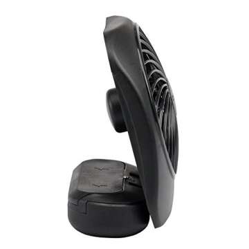 O2COOL Treva 5 Inch Battery Powered Fan Portable Desk Fan 2 Cooling Speeds with Compact Folding & Tilt Design Cubicle Accessories Small Portable (Black)