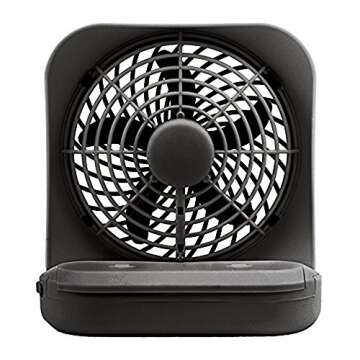 O2COOL Treva 5 Inch Battery Powered Fan Portable Desk Fan 2 Cooling Speeds with Compact Folding & Tilt Design Cubicle Accessories Small Portable (Black)