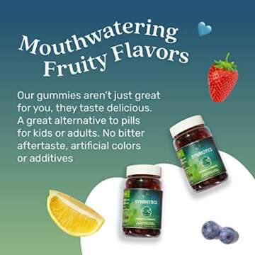 BeLive Synbiotics - Probiotic & Prebiotic Fiber Gummies – High Strength Inulin (3g), Dietary Fiber Supplement, Digestive Support for Kids & Adults - Strawberry, Lemon, Blueberry Flavor (60Ct)