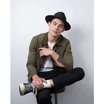 Pineapple&Star Sun Straw Fedora Beach Hat Fine Braid UPF50+ for Unisex