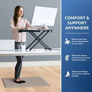 KitchenClouds Kitchen Mat Cushioned Anti Fatigue Rug 17.3"x28" Waterproof Non Slip Standing Desk Mat Comfort Floor Mats for Kitchen House Sink Office (Khaki)