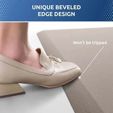 KitchenClouds Kitchen Mat Cushioned Anti Fatigue Rug 17.3"x28" Waterproof Non Slip Standing Desk Mat Comfort Floor Mats for Kitchen House Sink Office (Khaki)