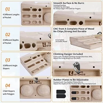 Two Stones Rock Climbing Hangboard for All Skill Levels