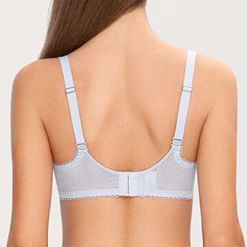 DOBREVA Women's Sexy Lace Push Up Plus Size Bra Sheer Balconette Underwire Unlined Opal Gray 36C